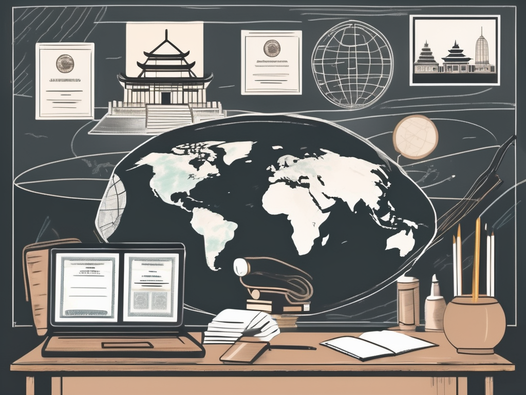 A classroom setting with a chalkboard