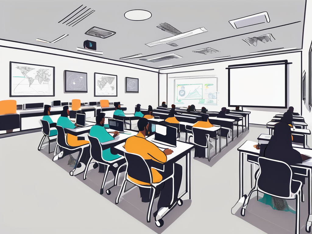 A modern classroom in dubai filled with technological devices such as tablets