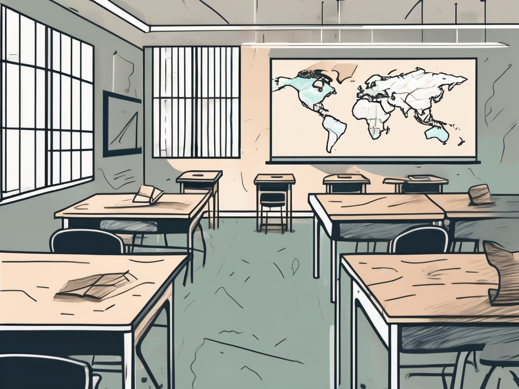A classroom with empty desks symbolizing teacher shortages
