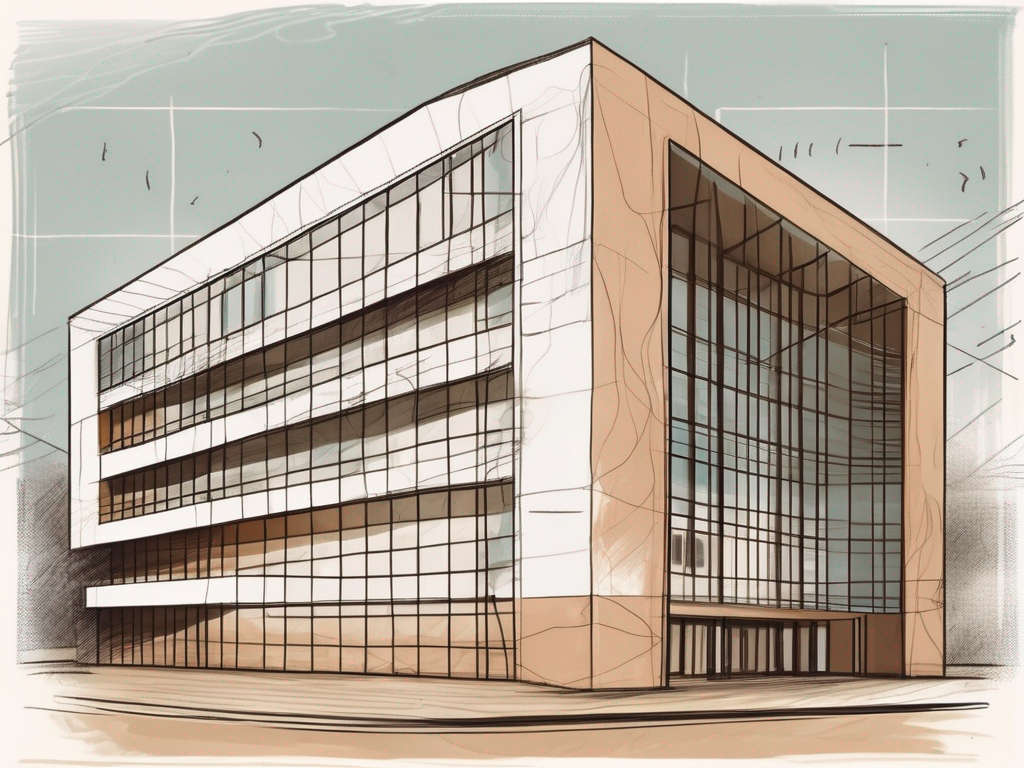 An international school building in bogota with a symbolic hourglass or calendar indicating the passing of years