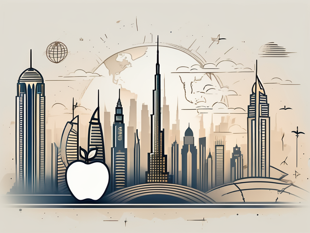 A dubai skyline with iconic buildings