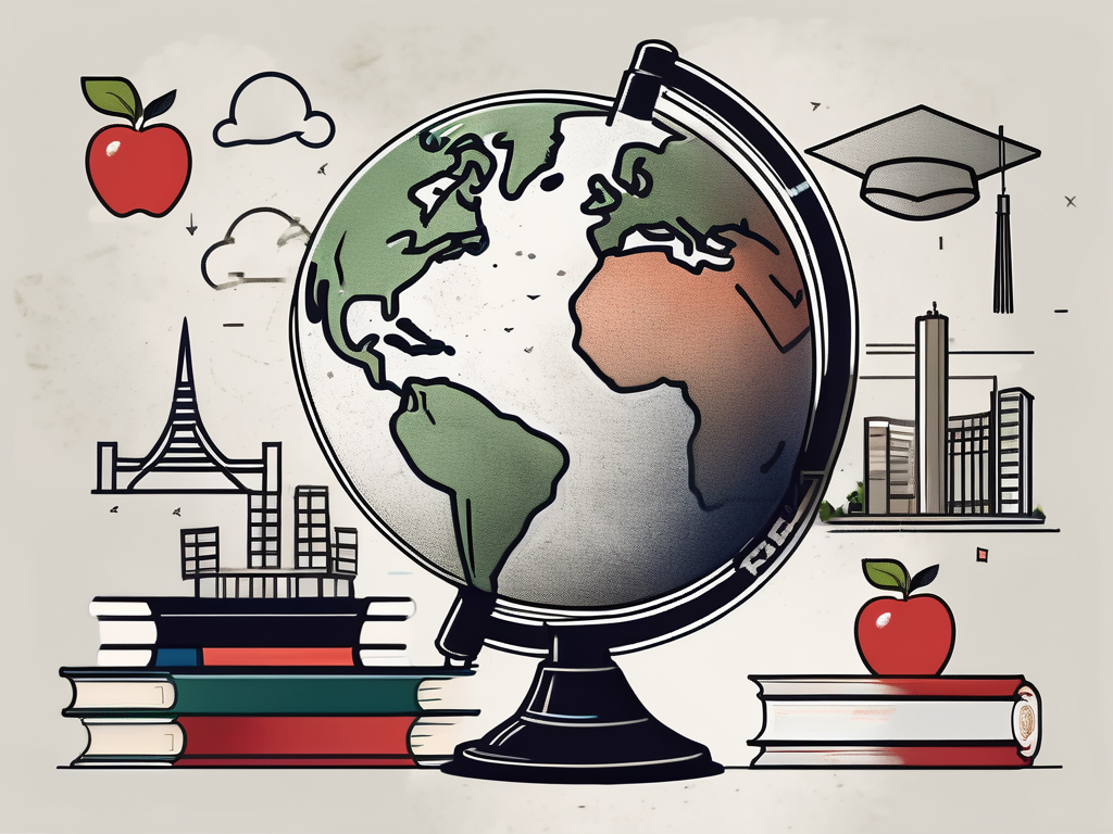 A graduation cap placed on top of a globe focusing on singapore