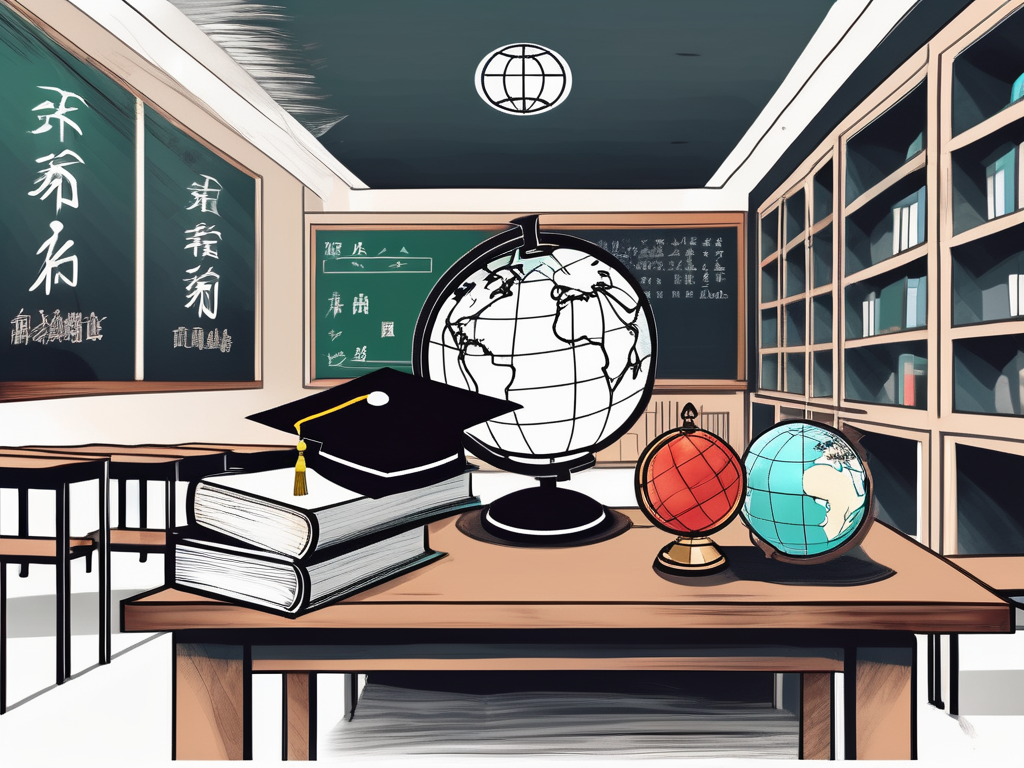 A classroom setting with english textbooks