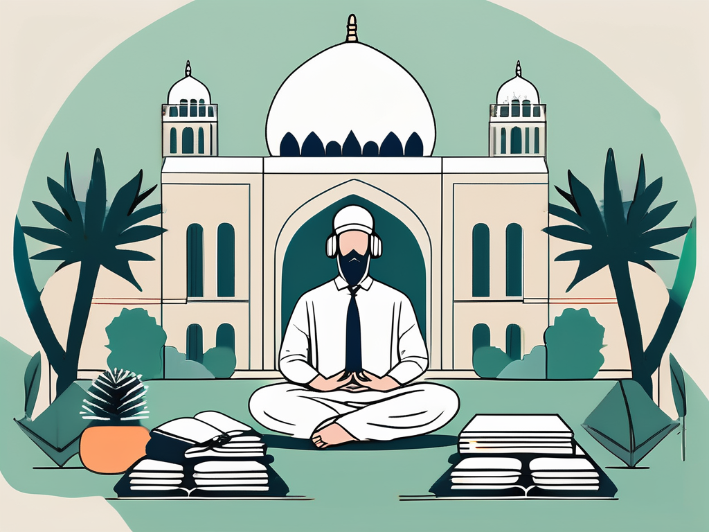 A tranquil school environment in dubai with iconic architectural structures in the background