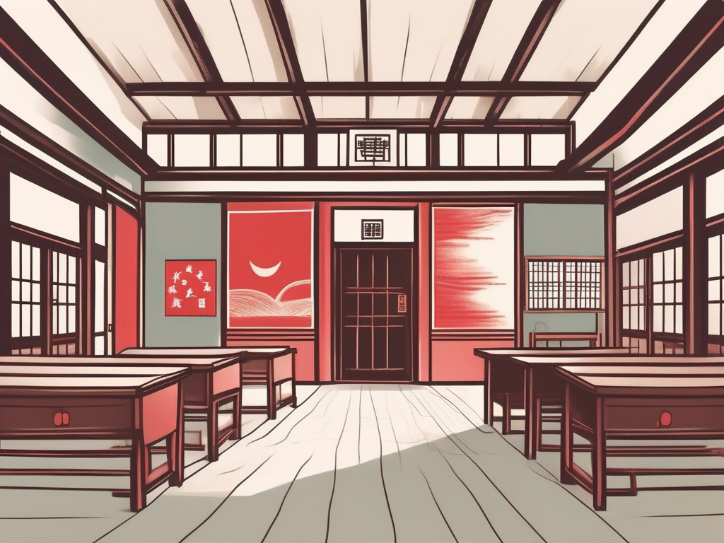 A traditional chinese schoolhouse with an open door