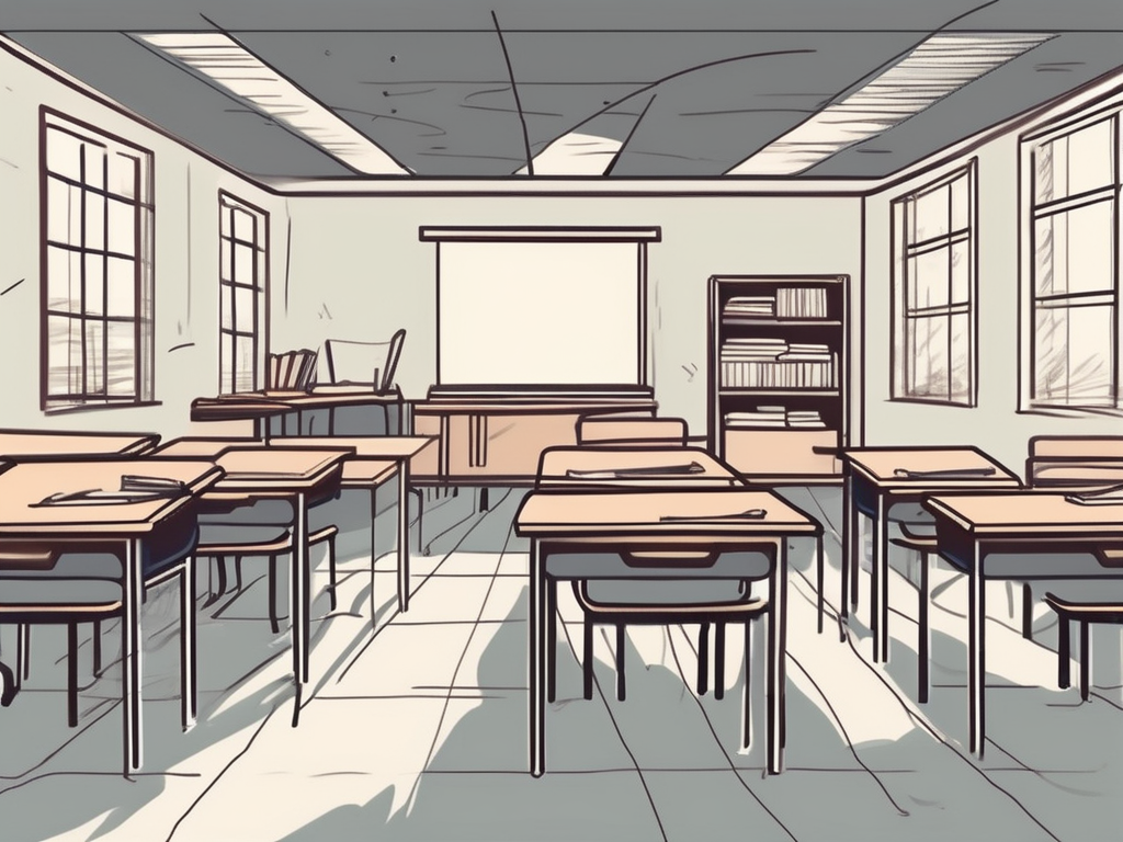 A classroom setting in dubai with empty desks
