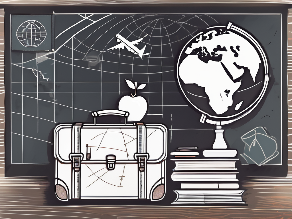 A classroom setting with a globe focused on cambodia