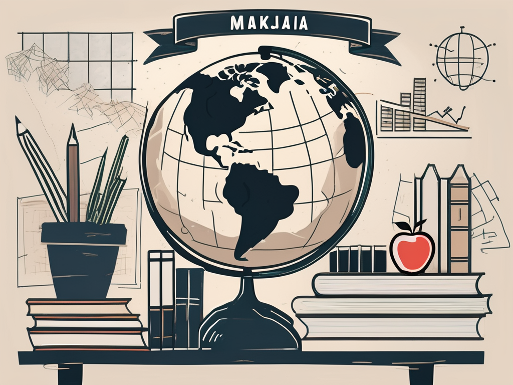 A classroom setting with diverse cultural symbols representing malaysia