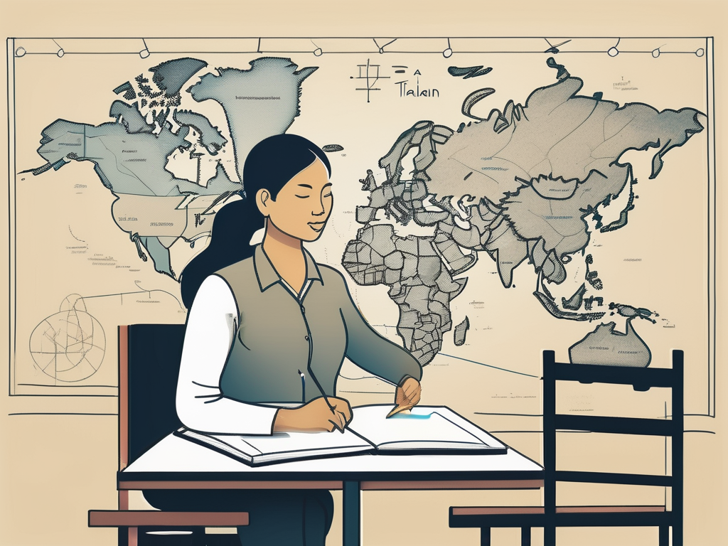 A classroom setting with diverse cultural symbols