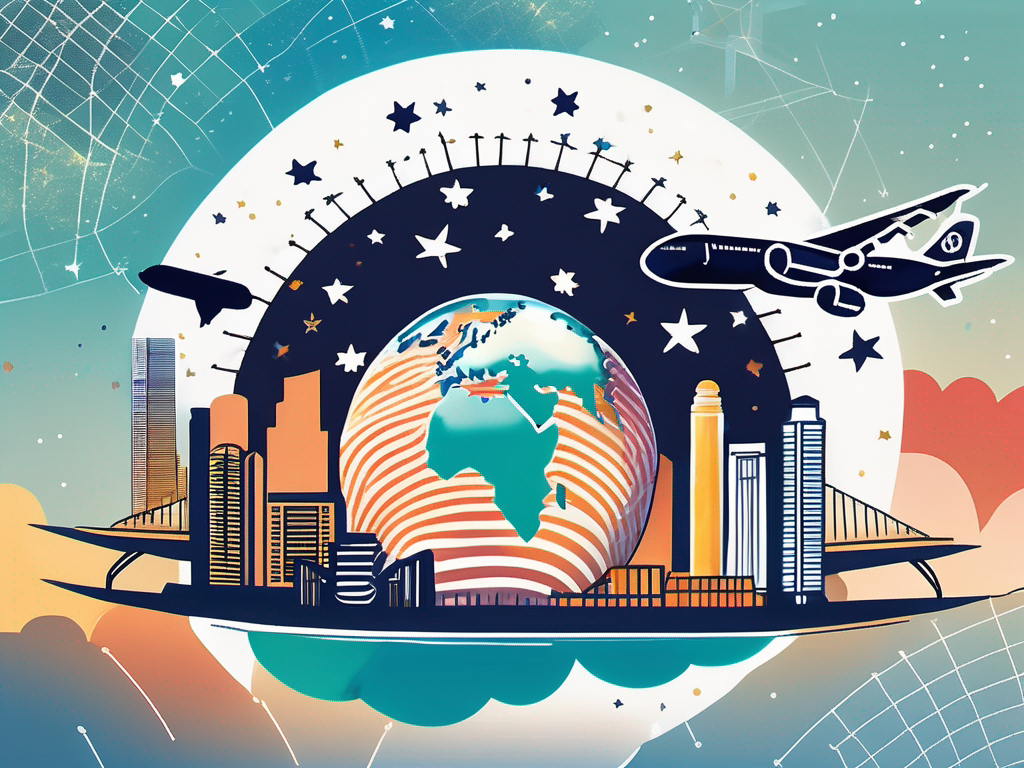 A vibrant singapore skyline with iconic landmarks