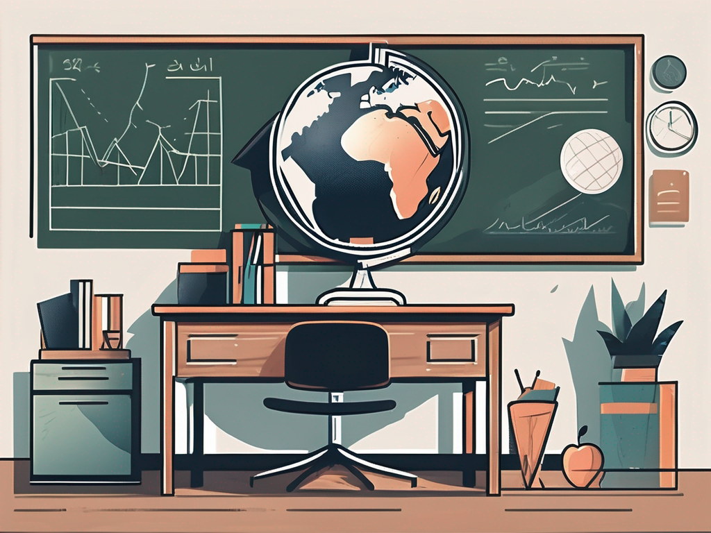 A classroom setting in dubai with a chalkboard