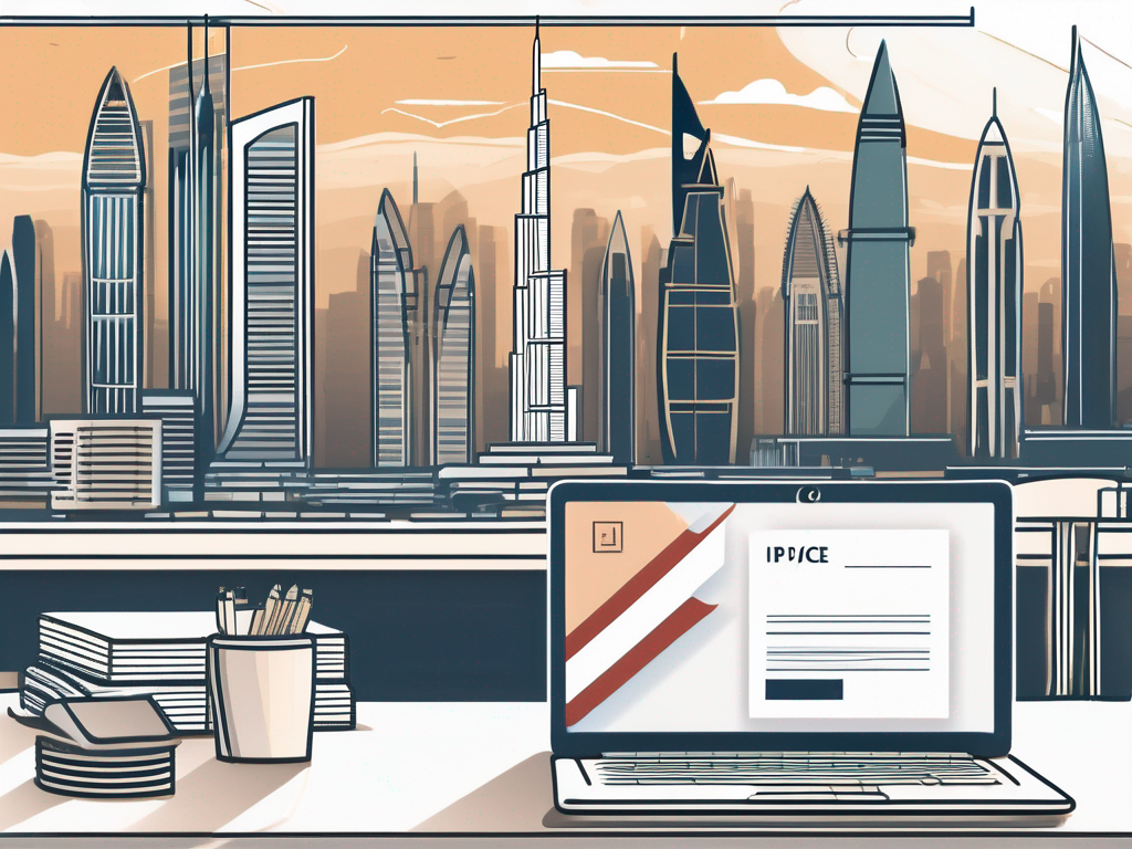 A classroom setting in dubai with a desk containing documents symbolizing visa requirements