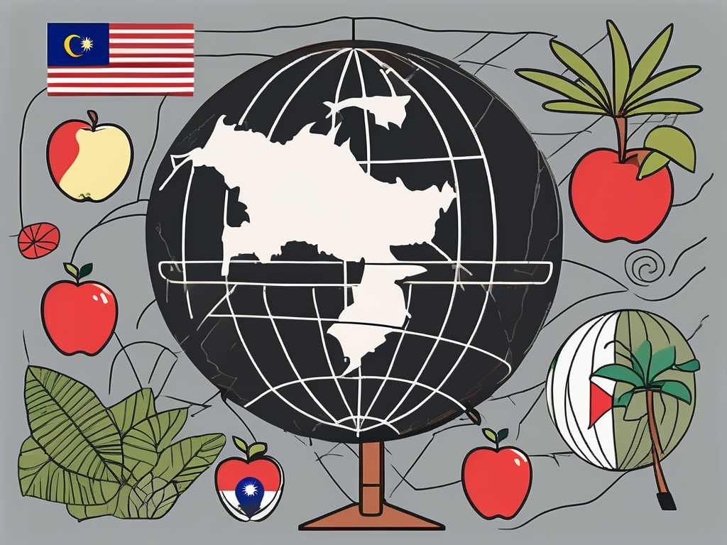 A diverse array of symbolic items representing teaching and malaysia