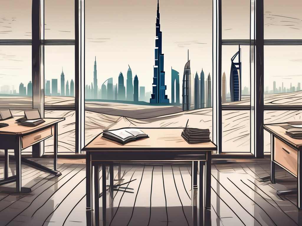 A traditional classroom setting in dubai with a chalkboard