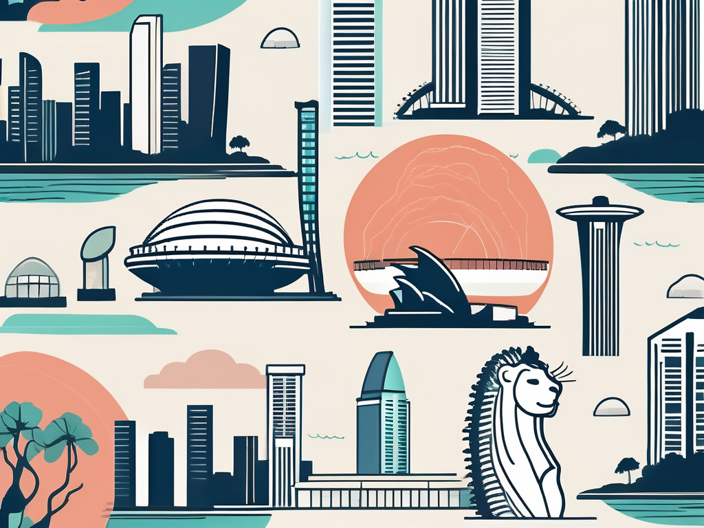 Various iconic landmarks of singapore