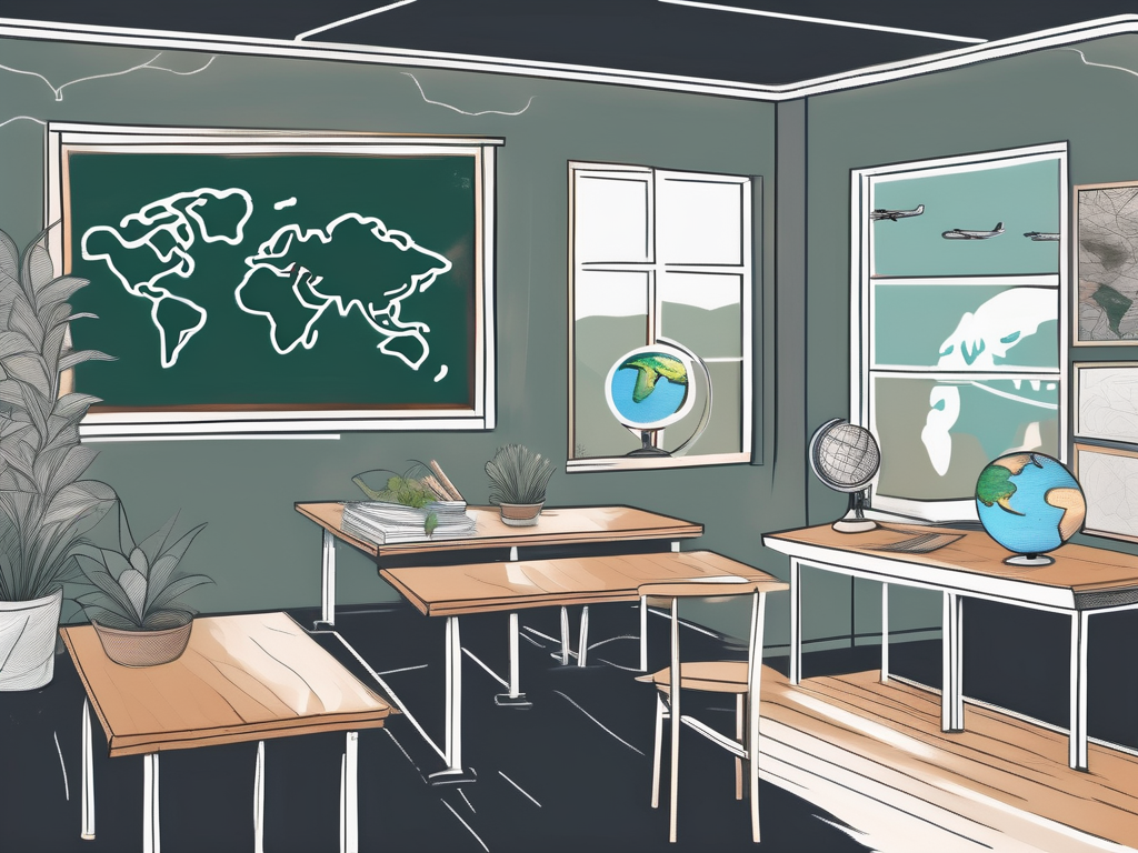 A classroom with malaysian cultural elements