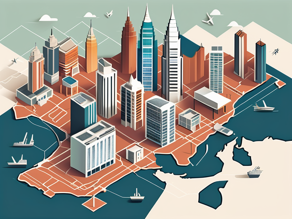 A diverse array of school buildings representing different international styles