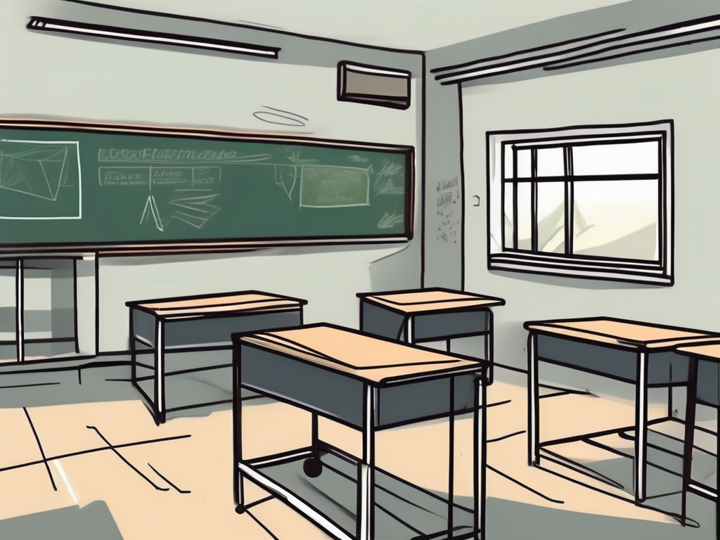 A classroom setting in thailand with visible obstacles like a broken chalkboard