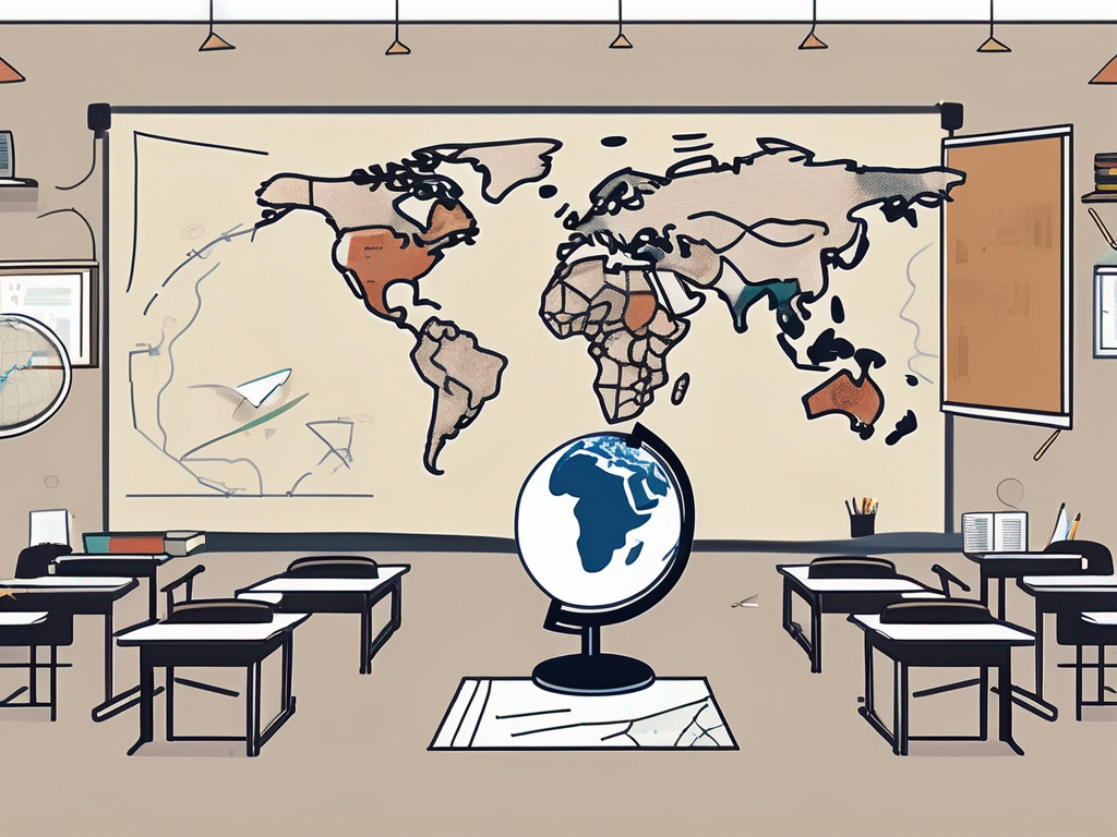 A classroom setting with diverse educational tools scattered around