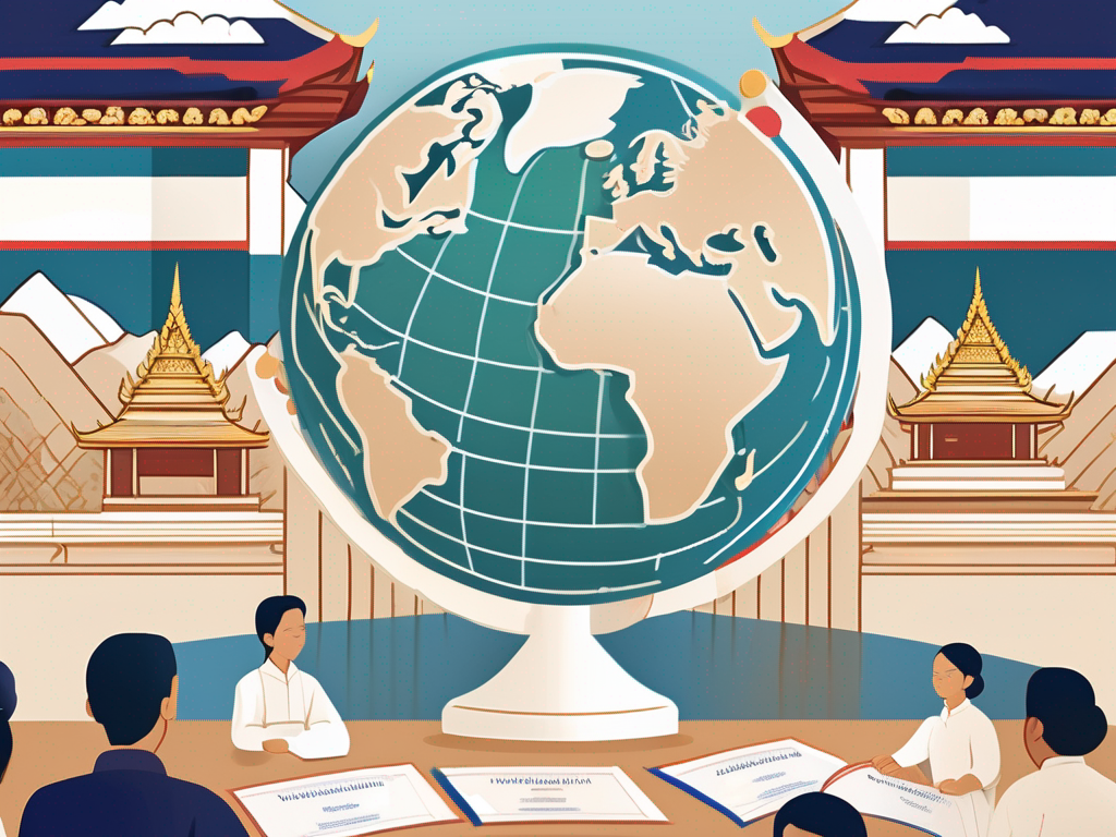 A classroom setting with thai cultural elements