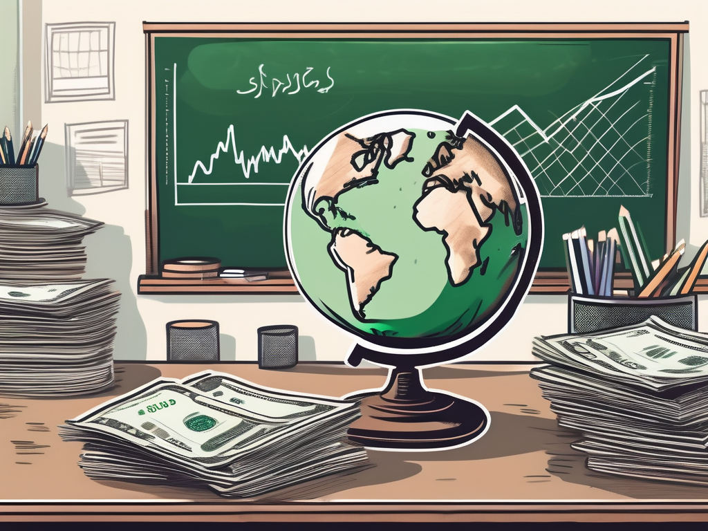 A classroom setting with a globe on the desk