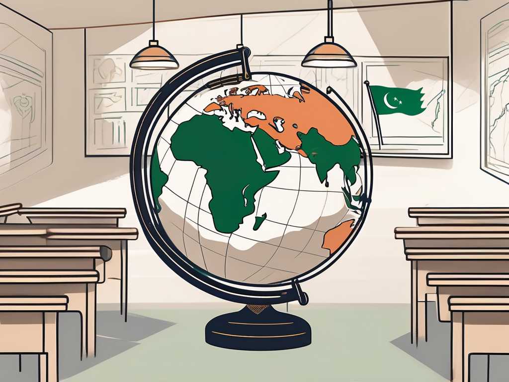 A classroom setting with various cultural symbols from saudi arabia