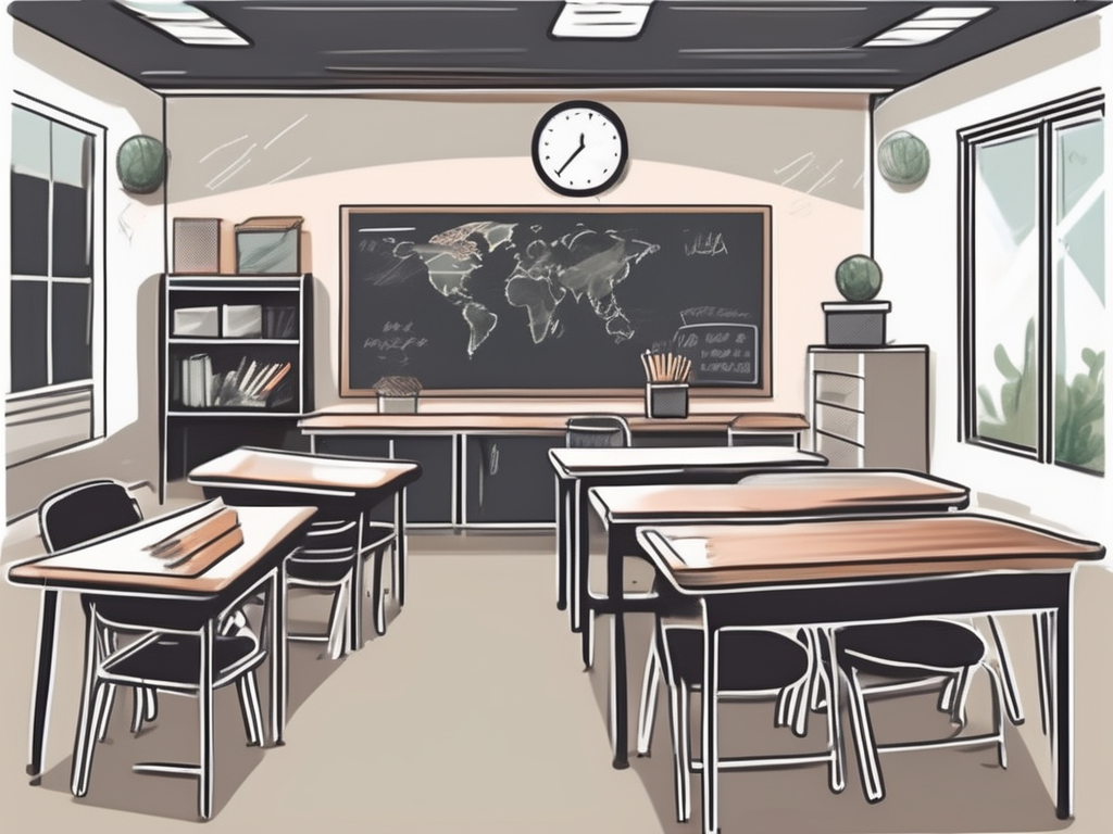 A classroom setting in malaysia with a chalkboard