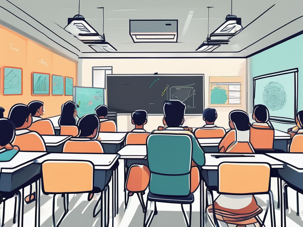 A classroom setting in indonesia with interactive learning tools such as tablets