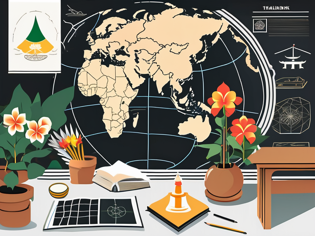 A classroom setting with a chalkboard