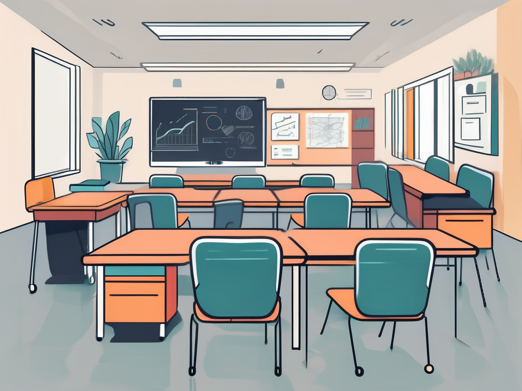 A classroom setting in malaysia with diverse educational tools like laptops