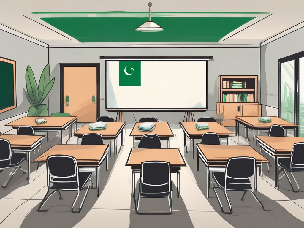 A classroom setting with a chalkboard