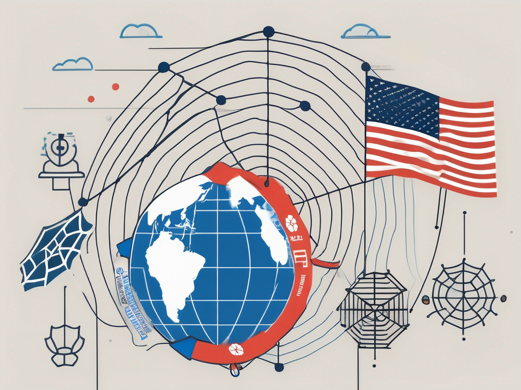 Various symbolic elements such as a globe