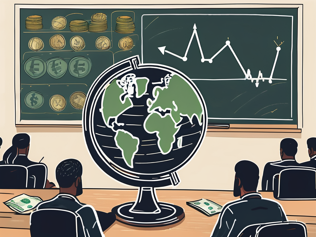 A classroom setting with a globe