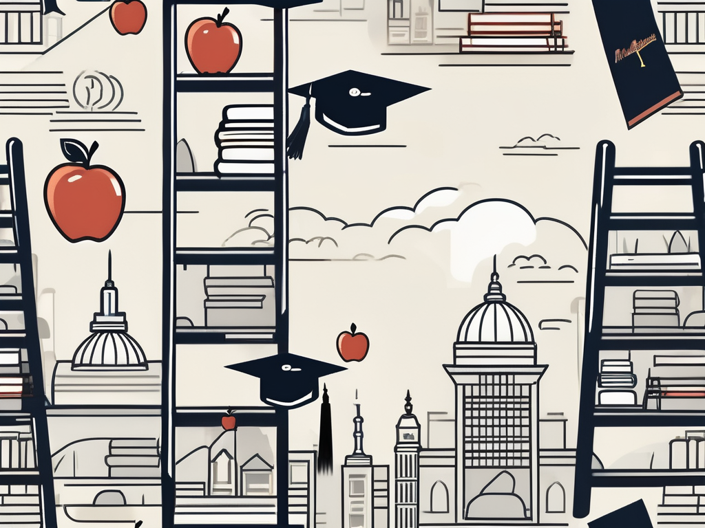 A ladder ascending towards a graduation cap