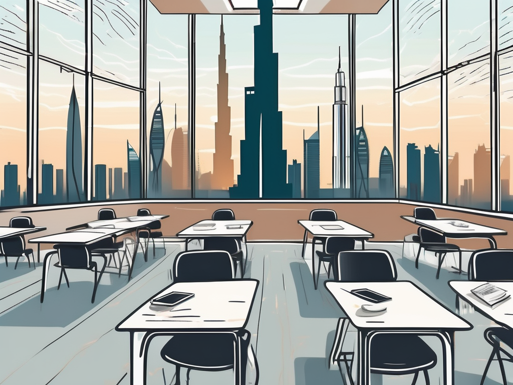 A classroom setting with a chalkboard