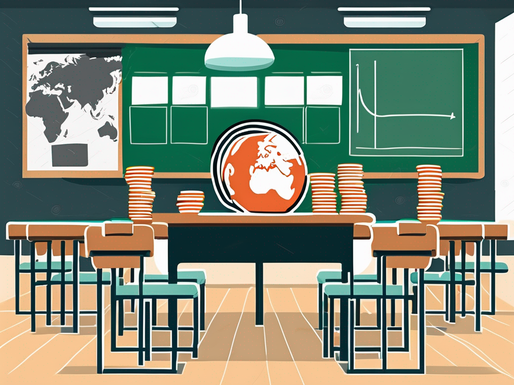 A vietnamese classroom with a chalkboard