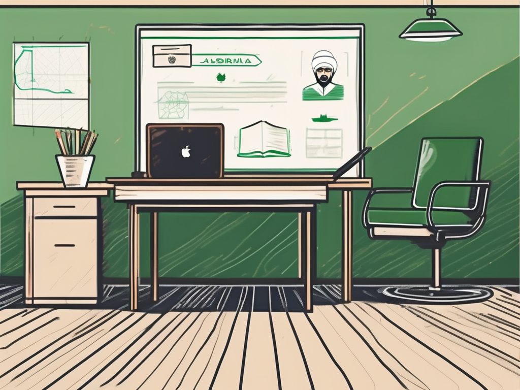 A classroom setting with a desk