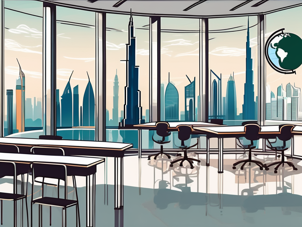 A classroom setting with a chalkboard