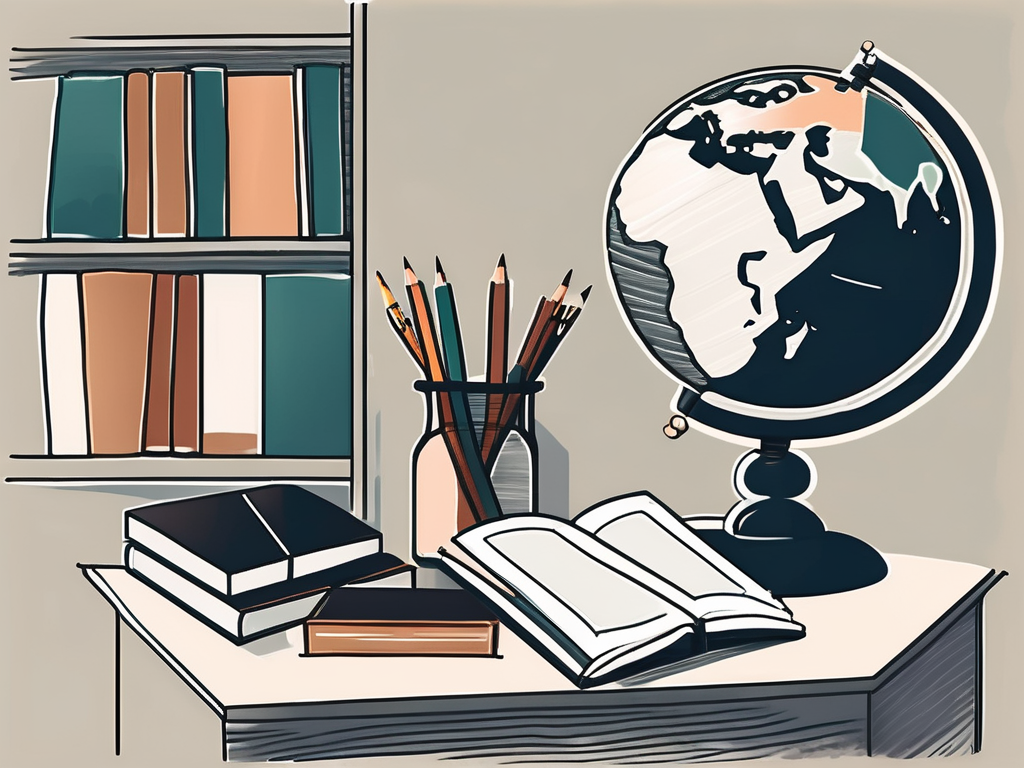 A classroom setting in portugal with a globe