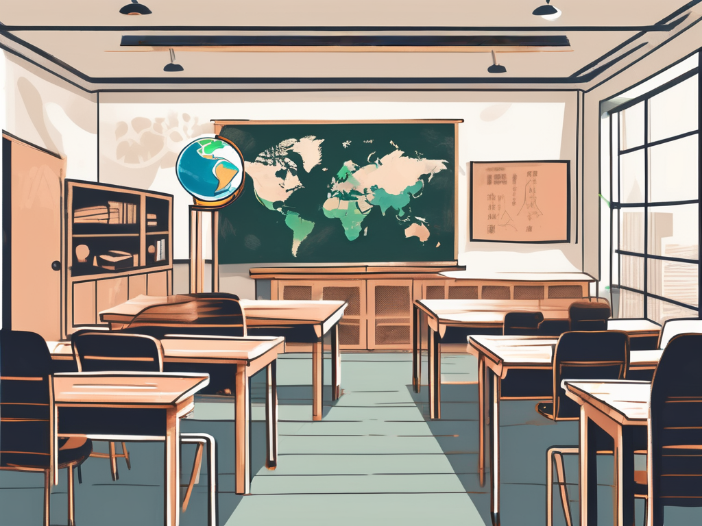 A classroom setting with diverse cultural elements