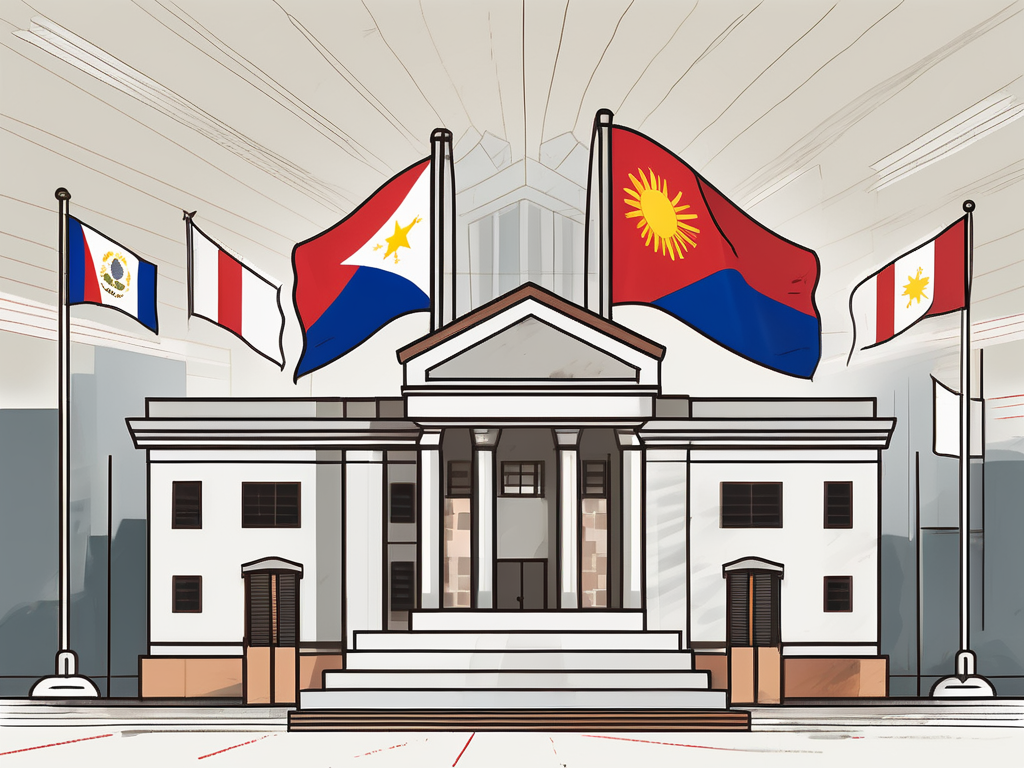 A school building with a philippine flag flying on top