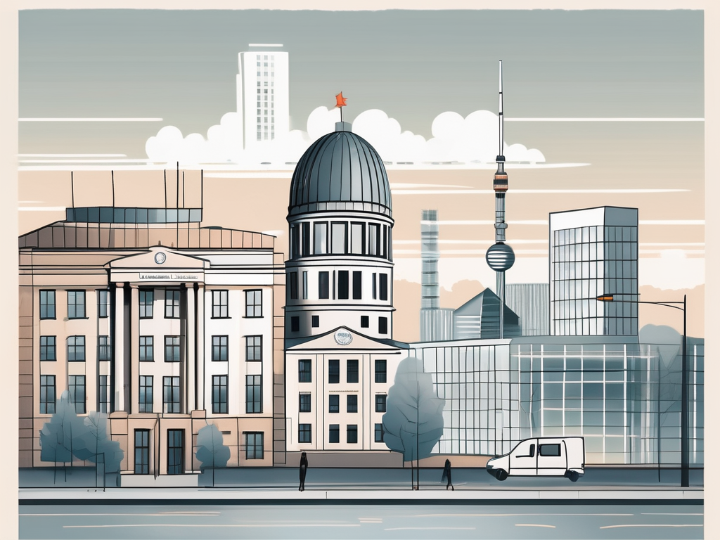 A classic berlin cityscape with an international school building in the foreground