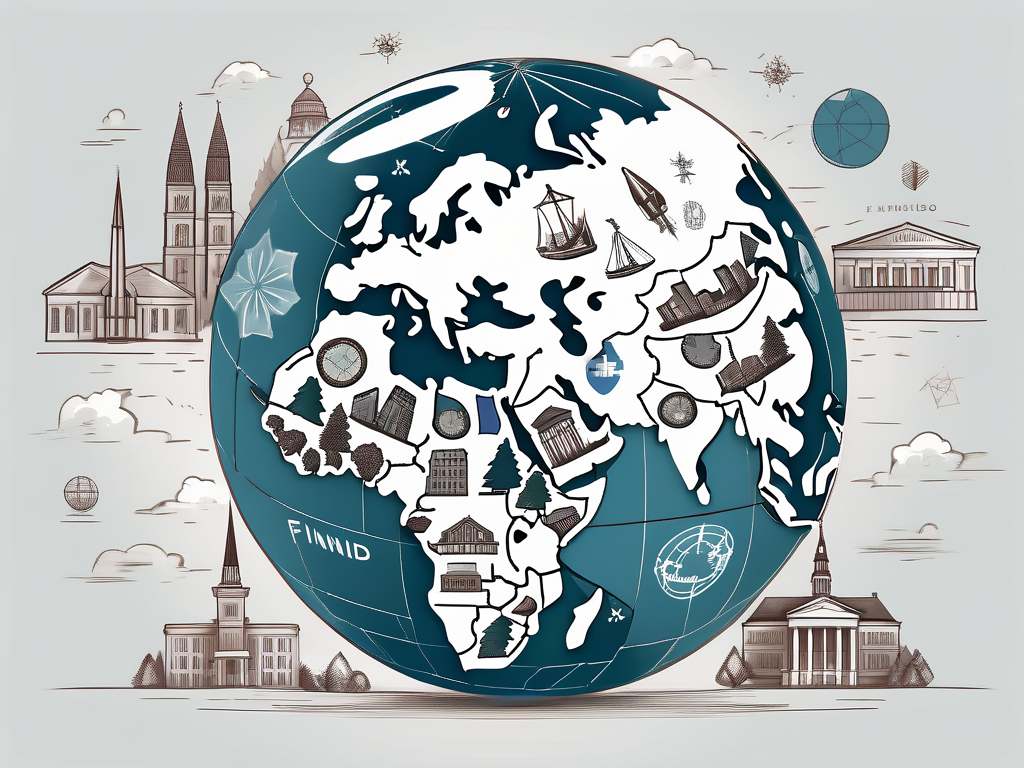 A globe focused on finland