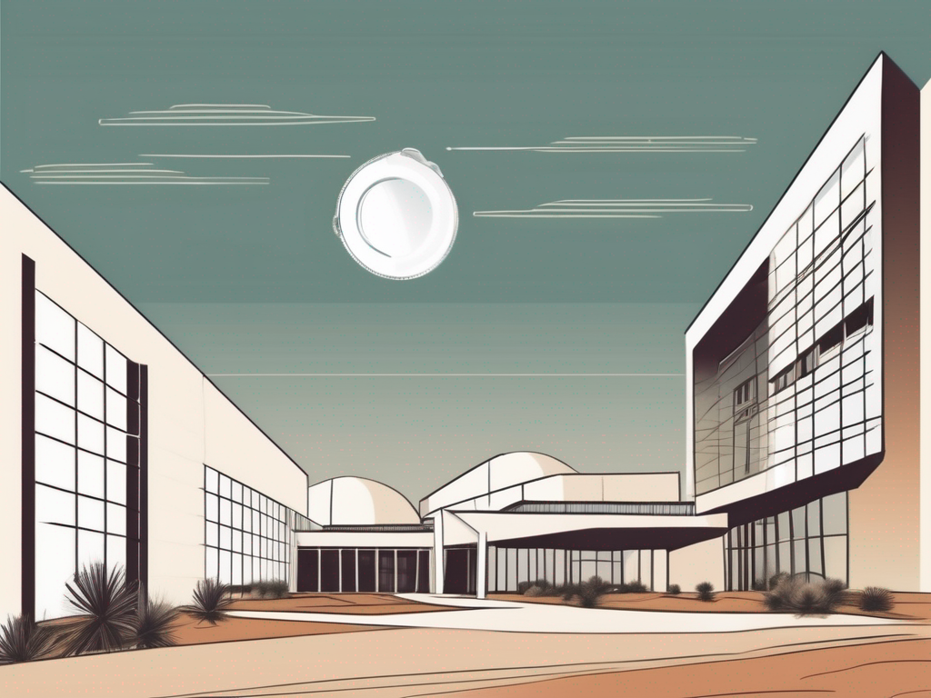 A moroccan landscape with an international school building in the foreground