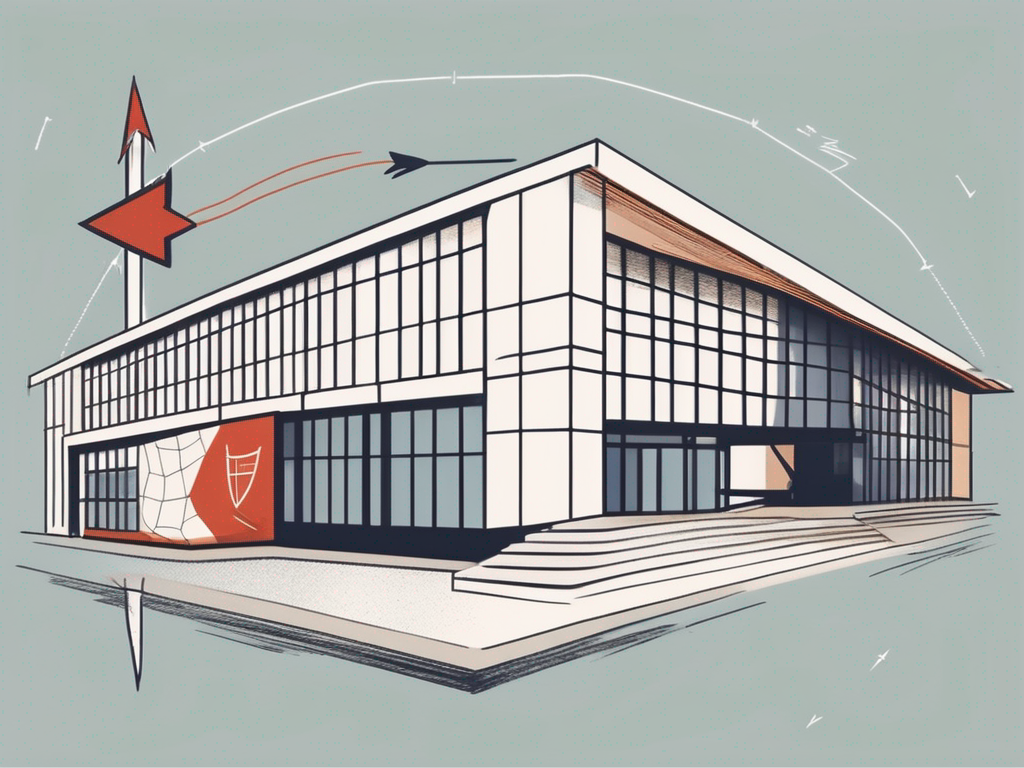 The british international school shanghai building with a symbolic arrow pointing towards its entrance