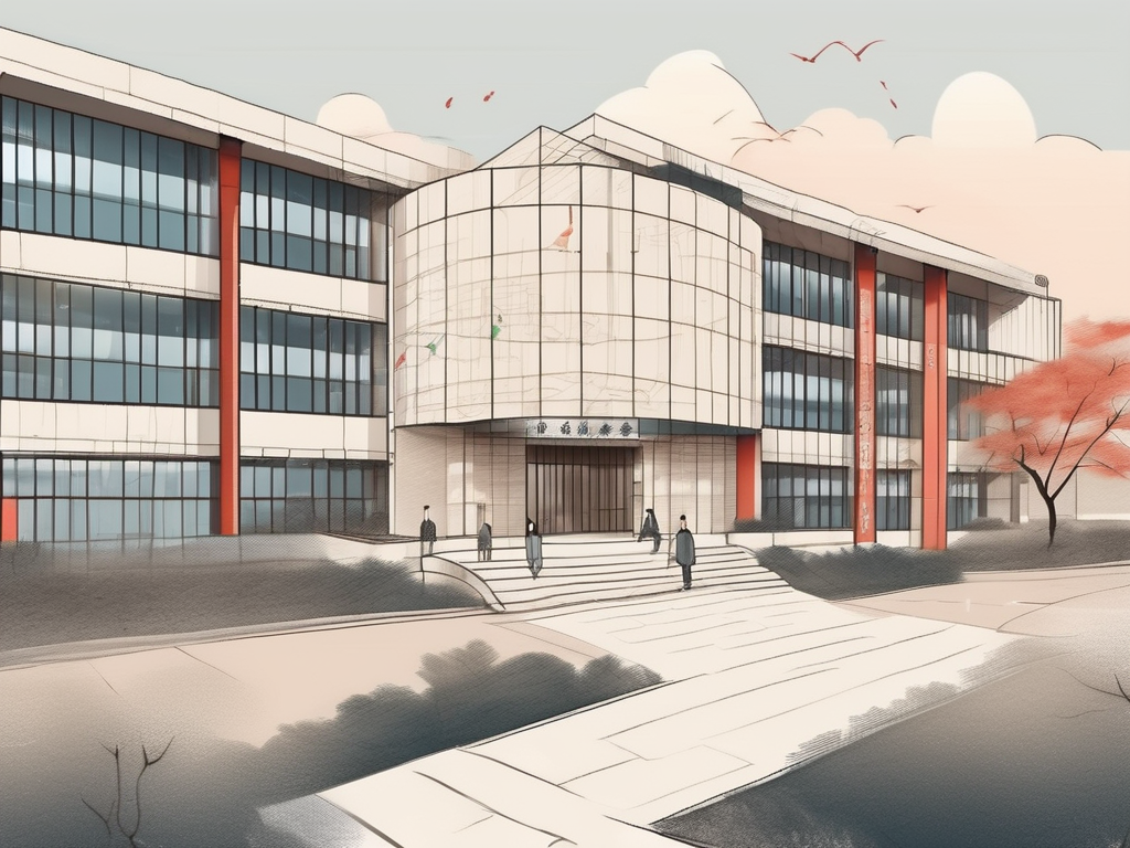 The international school of beijing's building surrounded by chinese cultural symbols