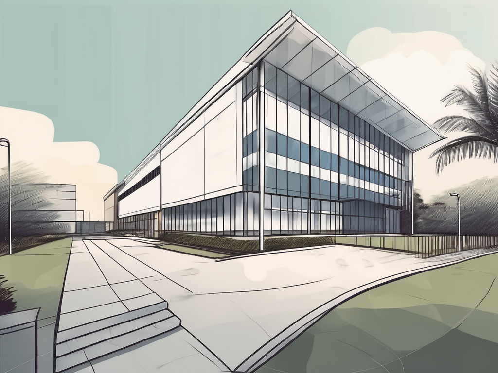 The singapore american school building with a path leading towards it