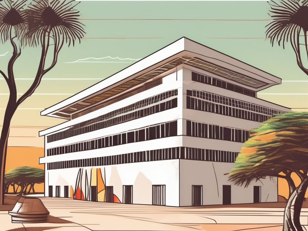 The international school of dakar building with a vibrant senegalese landscape in the background