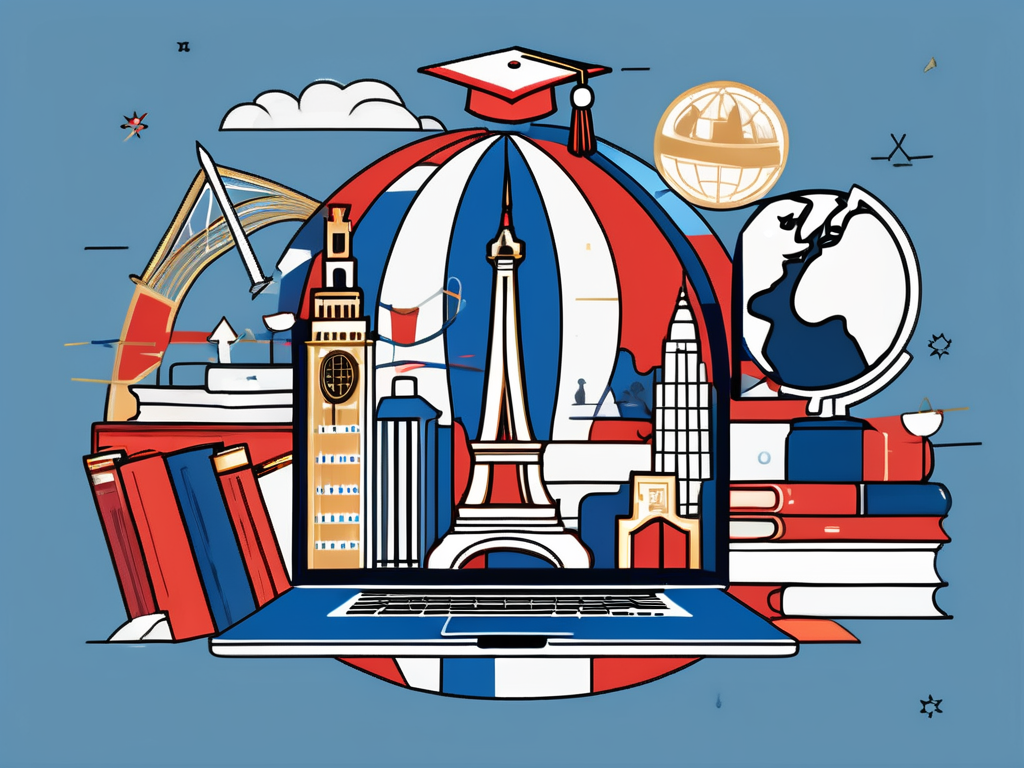 A globe with various iconic landmarks from different countries