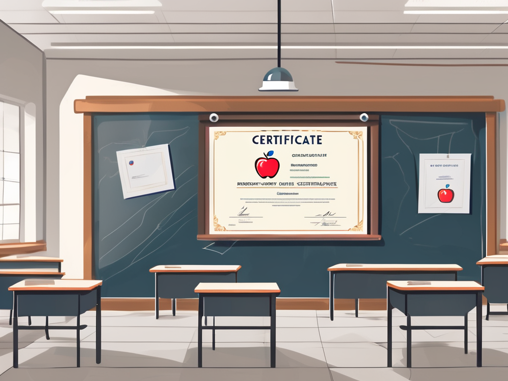 A traditional uk classroom setting with a chalkboard